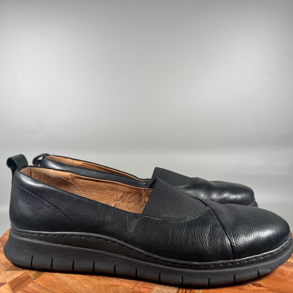Vionic Linden Black Leather Slip On Walking Shoes TVW5261 Womens 11